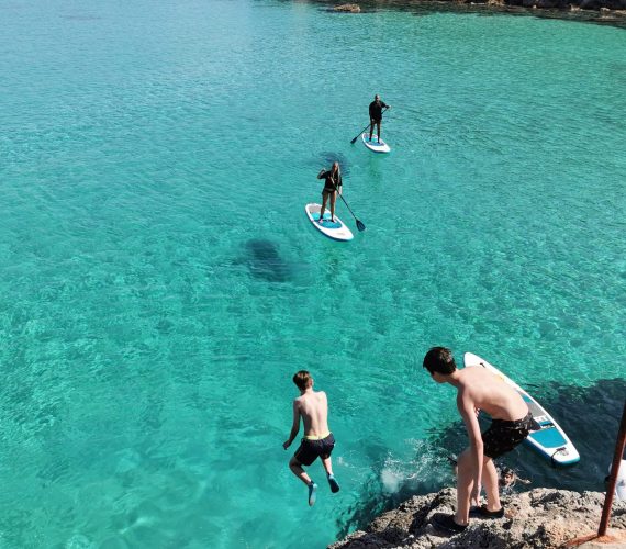 Lush Ibiza Paddle Ibiza SUP Group Cliff Jumping